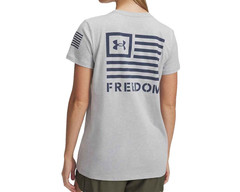 UNDER ARMOUR FREEDOM BANNER SHORT SLEEVE TSHIRT Womens Gray Medium #1370819