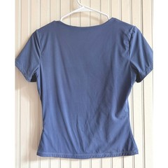 Active Square Neck Short Sleeve Top Dusty Blue Stretch Slim Fit M