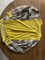 Bee Graphic Plaid Sleeve Pullover Sweatshirt Yellow Women’s Long Sleeve