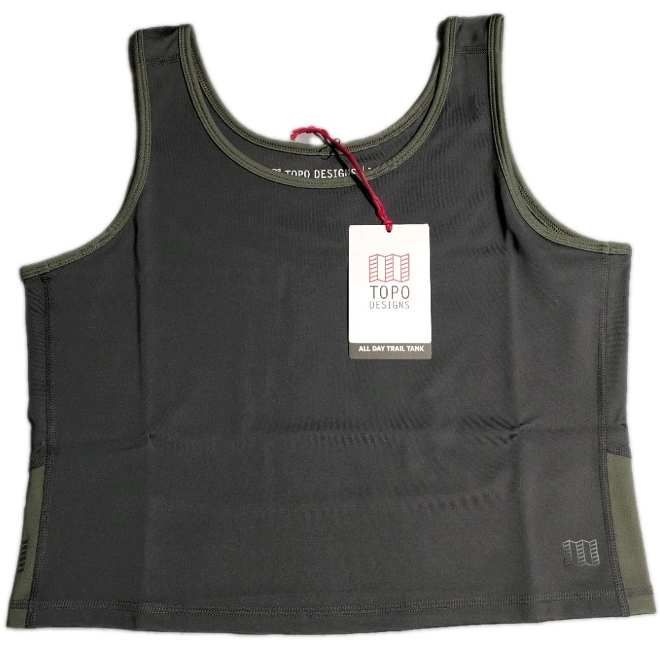 Topo Designs Womens XL All Day Trail Tank Asphalt Gray Green NWT