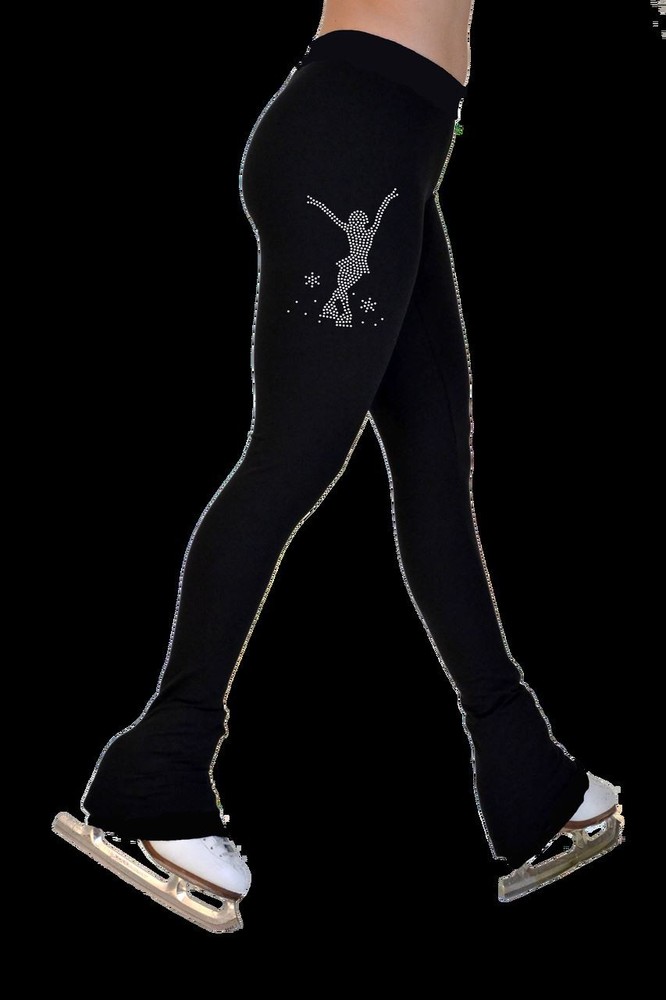 ChloeNoel P622F All Black 3″ Waist Band Light Weight Fleece Figure Skating Pants
