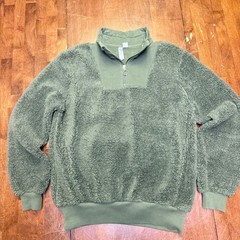 Sweaty Betty Fleece Sherpa Pullover Women Size 8 Medium Green 1/2 Zip Borg