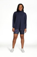 Athletic Works Women’s French Terry Mock Neck Hoodie, Dark Navy Size XS(0-2)