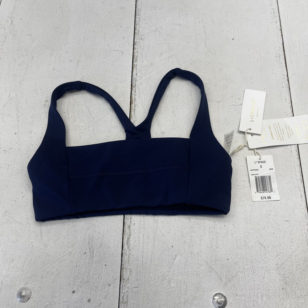 L*SPACE Sports Bra Womens Small Blue Uppercut Crossback Impact Activewear Gym