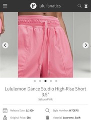 NWT Lululemon Dance Studio High-Rise Short 3.5″ LINED Sakura Pink SAKP Size 4