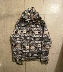 Faze 1 Full Zip Hooded Sherpa Lined Hoodie Women’s M Geometric Aztec Gray