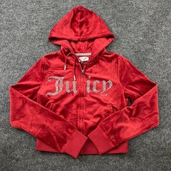 Juicy Couture Front Bling Hoodie Women’s Size M Red Dahlia