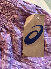 ASICS Running Shorts L Purple Print Lined Drawstring Pockets Lightweight Running