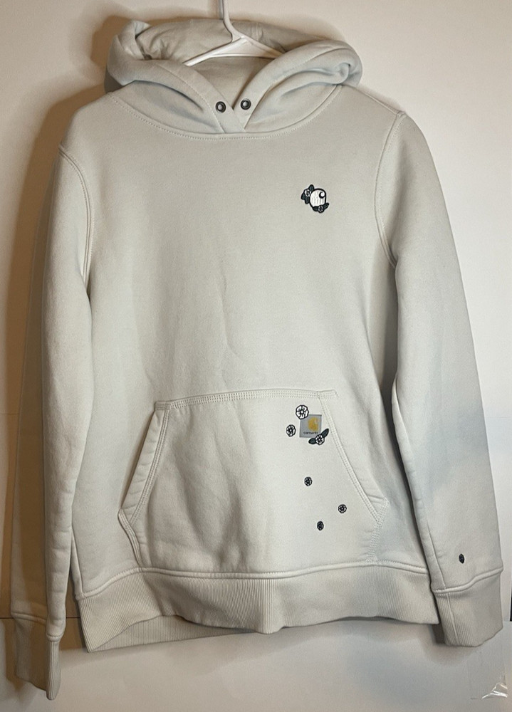 Carhartt Floral Hoodie Womens Medium Relaxed Fit Pullover Sweatshirt M 8-10