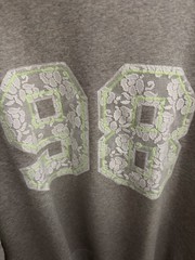 $147 NWT L*Space Anthropologie Lace 98 Graphic Legend Sweatshirt Gray Limeade L