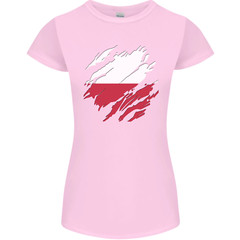 Torn Poland Flag Polish Day Football Womens Petite Cut T-Shirt