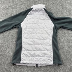 New Balance Women Puffer Fleece Jacket Full Zip Gray Green Size Medium