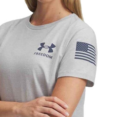 UNDER ARMOUR FREEDOM BANNER SHORT SLEEVE TSHIRT Womens Gray Medium #1370819