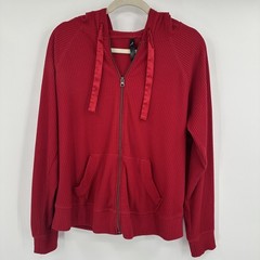 Torrid Sleep Full Zip Hoodie Womens 2XL Red Ribbed Knit Soft Lounge Satin Ties