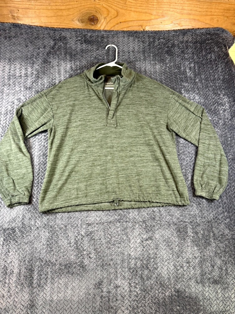 Avalanche Top Womens Large Green Stretch Long Sleeve Drawcord Hem 1/4 Hide Zip