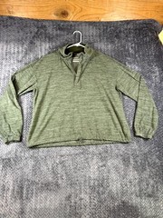 Avalanche Top Womens Large Green Stretch Long Sleeve Drawcord Hem 1/4 Hide Zip