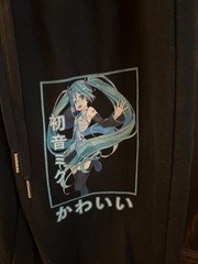 Hatsune Miku Anime Graphic Sweatpants Black Fleece Lined Kawaii Vocaloid Small S