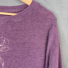 Slightly Buddha Purple Waffle Knit Pullover Graphic Sweatshirt One Size Cotton