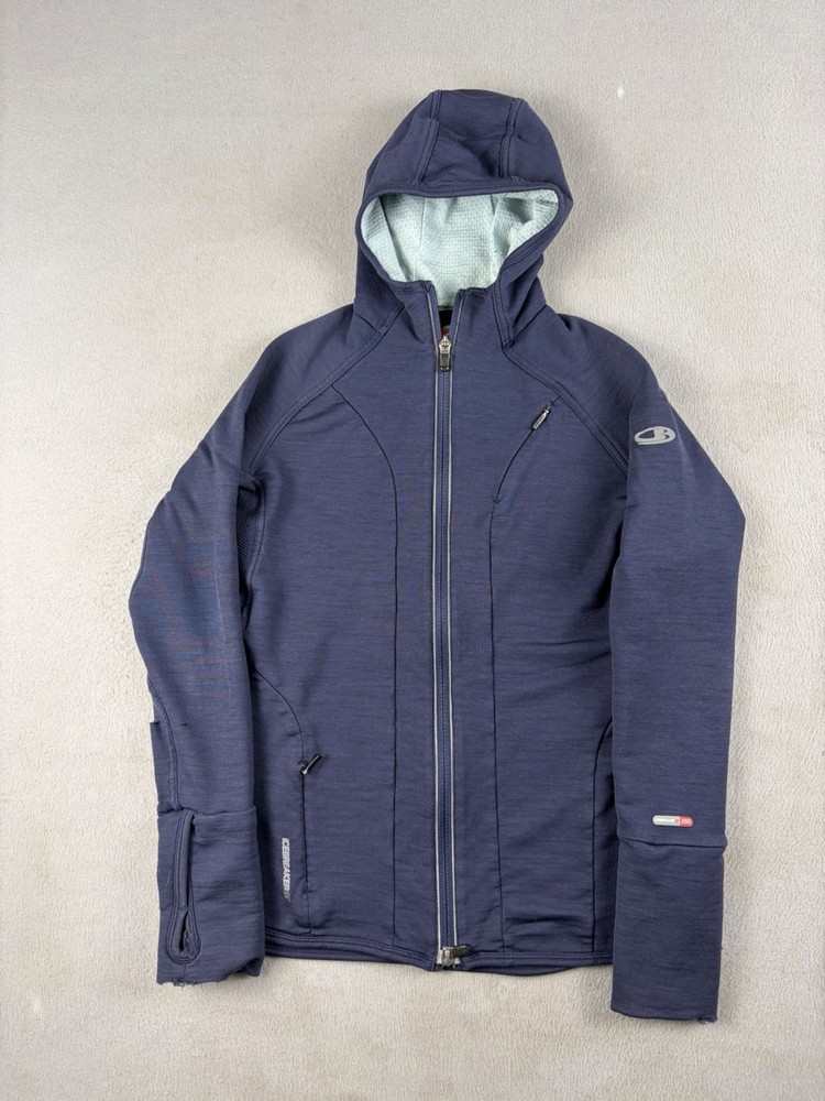 Icebreaker GT 260 Merino Wool Jacket Womens Small Blue Purple Full Zip Hiking