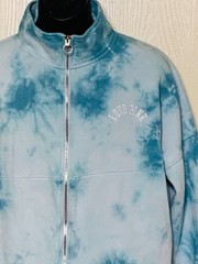 Victoria Secret PINK Blue White Tie-Dye Zip Up Embroidered Lettering Sweatshirt