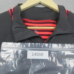 Hannah Shirt Womens XL Black Orange Stripe 1/4 Zip Mock Neck Long Sleeve Running