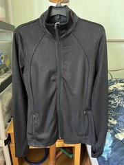 Ebb & Flow Womens Small Black Textured Full Zip Athletic Jacket Thumbholes