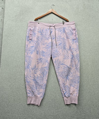 Columbia Women Activewear Pants 3X Blue Leaf Print Joggers PFG 25″ Inseam