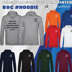 Personalised B&C Unisex #Hoodie Printed Custom Text Logo Workwear Casual Gym