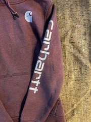 Carhartt Women’s Pink Logo Pullover Fleece Hoodie w/ Pockets Size S (4/6)