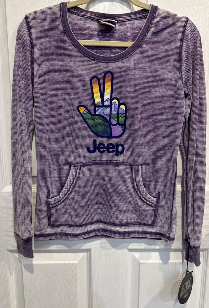 JEDCO Jeep Mountain Wave Women’s Small Pullover Thermal Shirt Kangaroo Pouch
