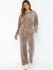 Velour Zip Hoodie & Wide Leg Lounge Set NWT | Love Poem | L