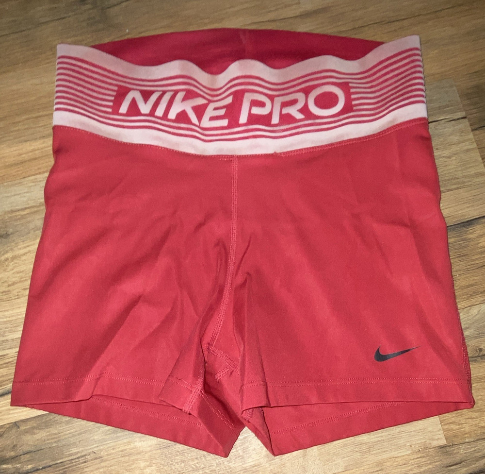 Nike Pro Dri-FIT Women’s Compression Shorts Pull-On Stretch Red/White S