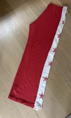 Lauren Moshi Tawny Stars Red White Wide-Leg Cotton Modal Track Pants M $163