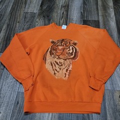 Vintage Jerzees Tiger Nature Crewneck Sweatshirt Orange Size Large