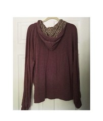 7th Ray Boutique Purple Cheetah Print Hooded Sweatshirt Size 1X