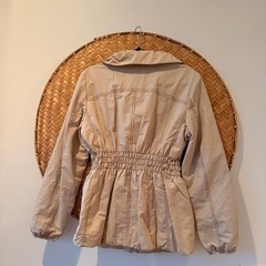 SONOMA LIFE & STYLE BEIGE COTTON NYLON JACKET FULL ZIP SMOCKED WAIST GORPCORE