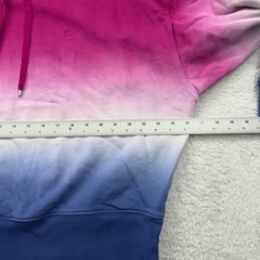 Lauren Ralph Lauren Ombre Dip Dye Cotton Hoodie Sweatshirt XL Pink Blue White