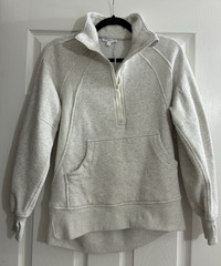AEMI+CO Women’s Gray 1/2 Zip Fleece Sweatshirt Polyester Pockets Size S