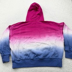 Lauren Ralph Lauren Ombre Dip Dye Cotton Hoodie Sweatshirt XL Pink Blue White