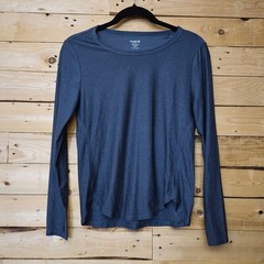Old Navy Active Cloud Motion Go-Dry Long Sleeve Top Heather Navy Blue XS Petite