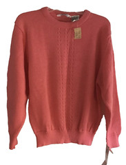 New Deadstock Vintage 80s Pink Cable Knit Sweater Poland Women’s Med To Large