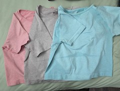 Marika Women’s Lot of 3 Seamless Stretch Cropped Tee Crew Neck S Pink/Gray/Blue