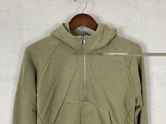Athleta Forever Fleece Hoodie 1/2 Zip Women’s Small Green Cropped Fit Casual