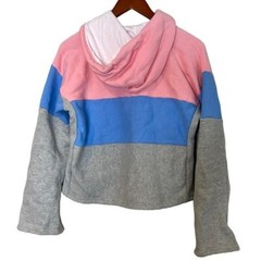 Champion Womens Reverse Weave Colorblock Cropped Hoodie Size M Pink Gray Blue