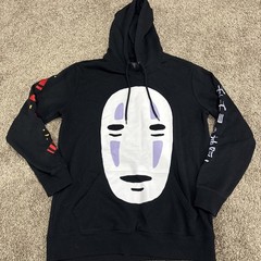 Studio Ghibli Spirited Away No Face Hoodie Mens Size L Anime Embroidered