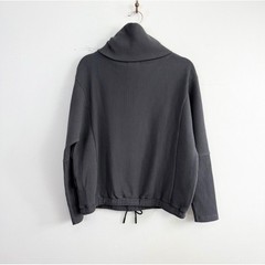 Varley Charles Ribbed Funnel Neck Pullover Gray Drawstring Hem Sweatshirt XS