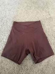 L*Space x Tessa Brooks Carter Crossover Bike Shorts Café Brown Size Small