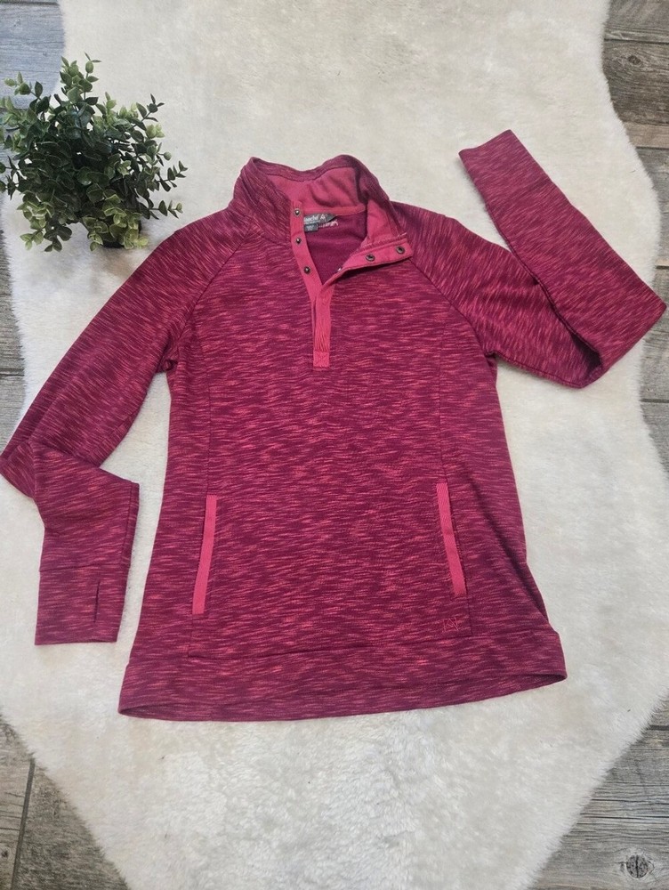 Avalanche Pink Heather Loma Snap Neck Pullover Activewear Sweater, Size Medium