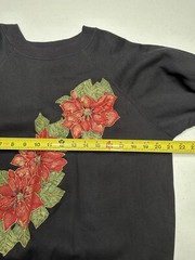 Pannill by Hanes Sweatshirt Womens Size Large Christmas Poinsettia Glitter Black