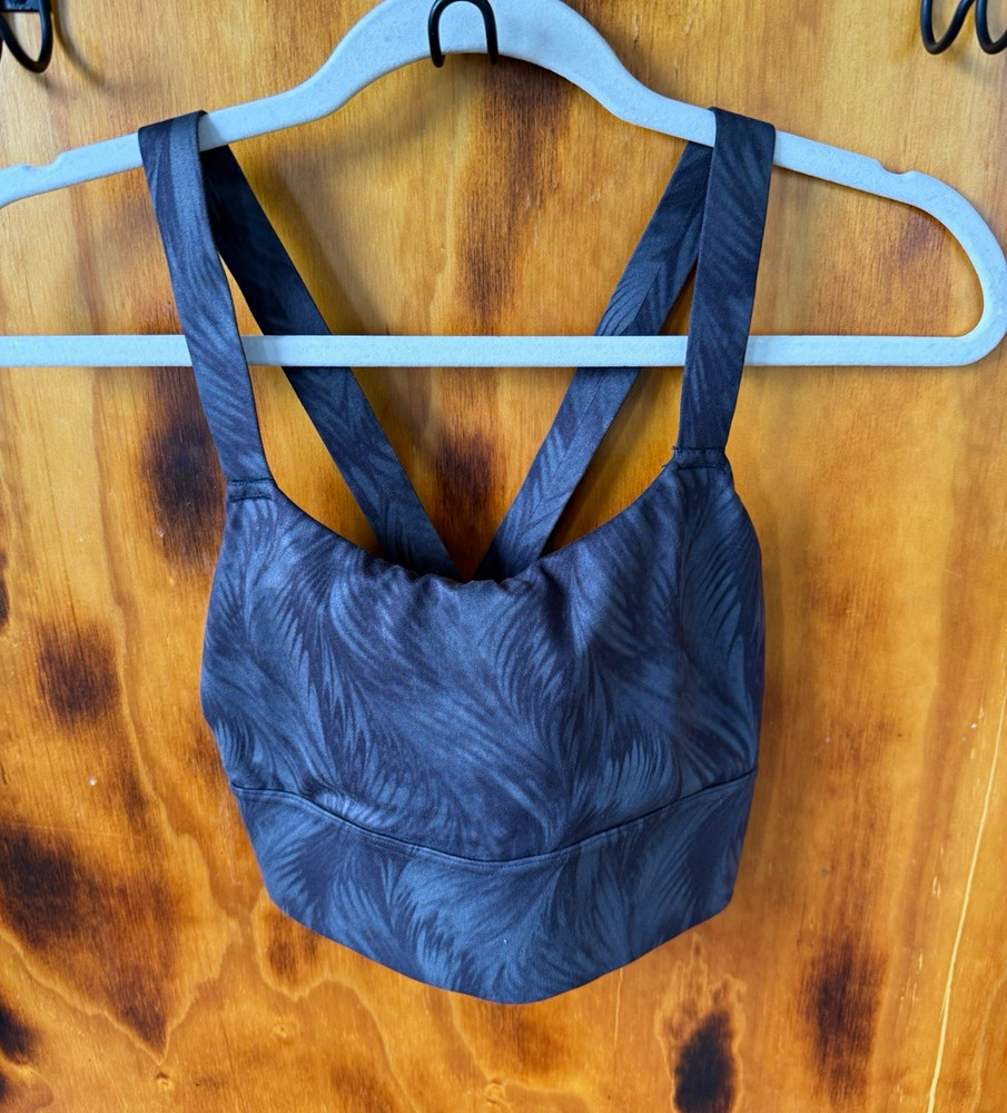 Athleta Women’s Sports Bra S Black Gray Crossback Pullover Wireless